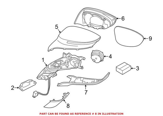 BMW Door Mirror Cover = Front Driver Side 51167393271